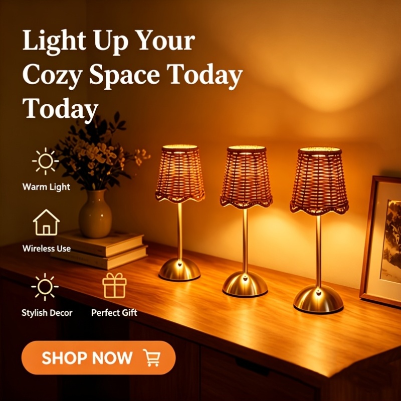 Lámpara de Mesa de Ratán Tejid - Lighting Design Decor reseña y precio
