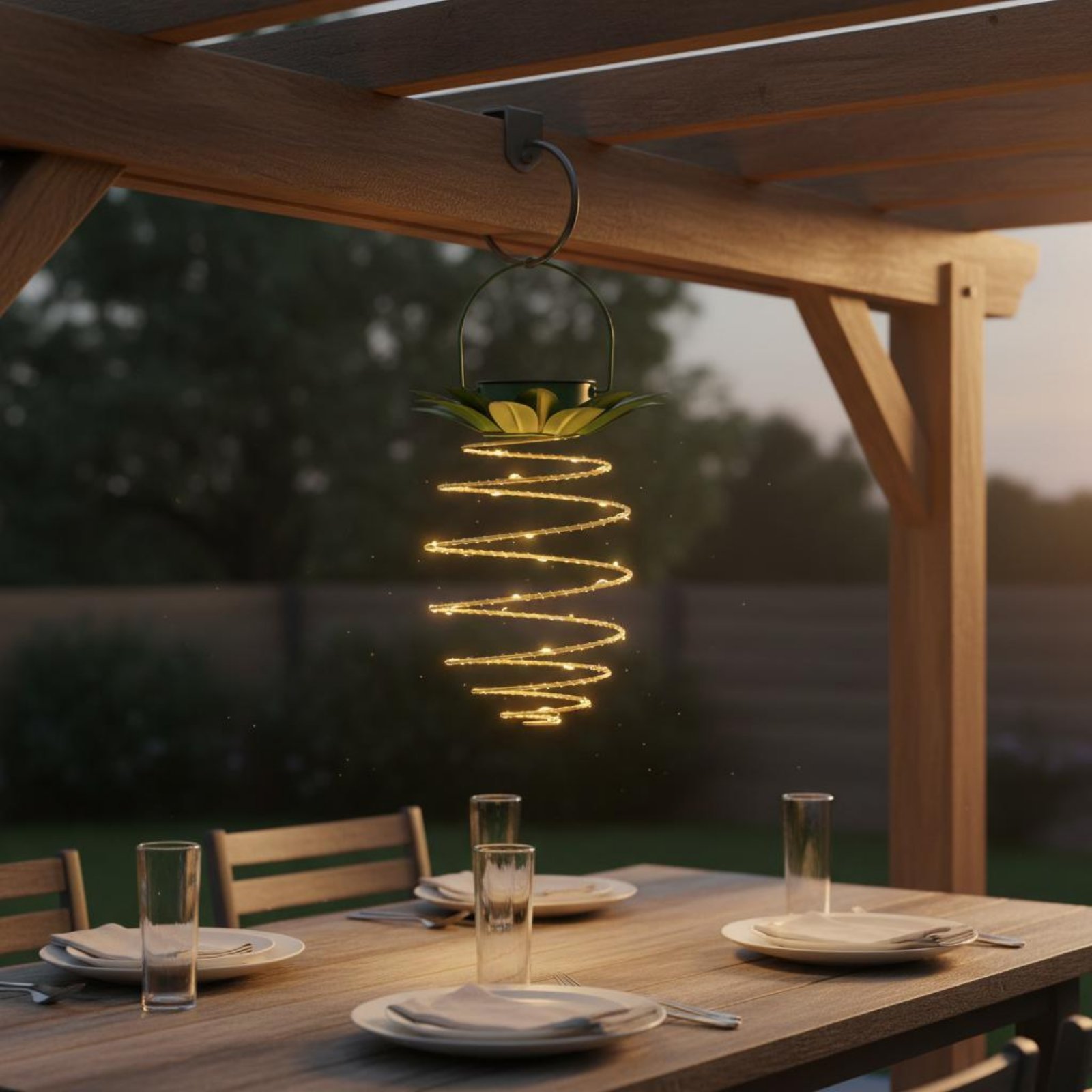 Lámpara solar con forma de piñ - Lighting Design Decor reseña y precio